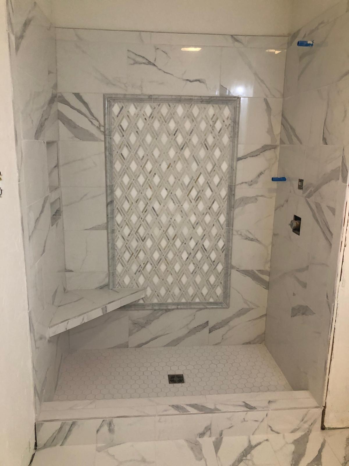 Marble Shower — Mosaic Niche — Virginia